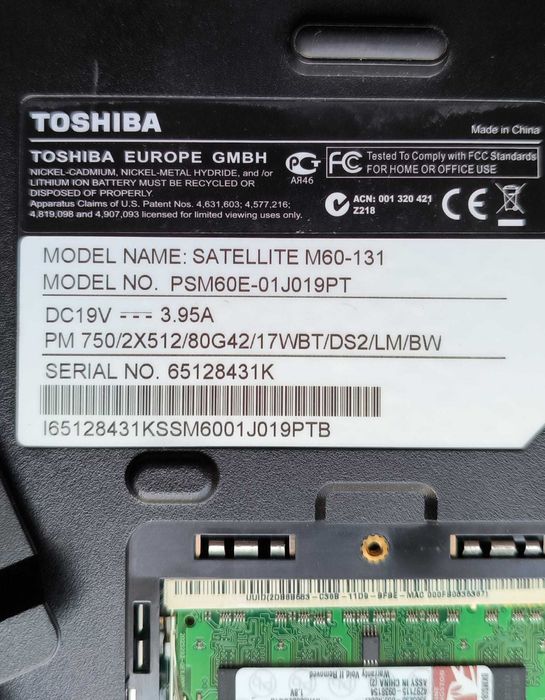 Portátil TOSHIBA Satelite M60-131 (gráfica avariada)