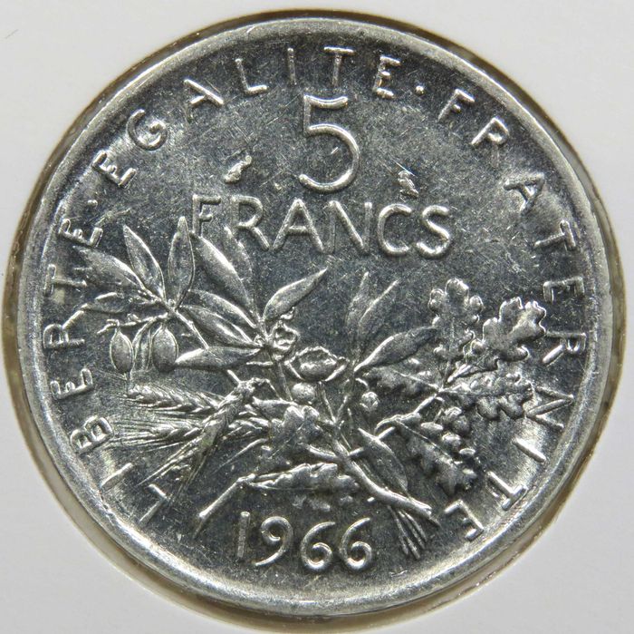 Republica França - 5 Francos EM PRATA - 5ª Republica - 1966