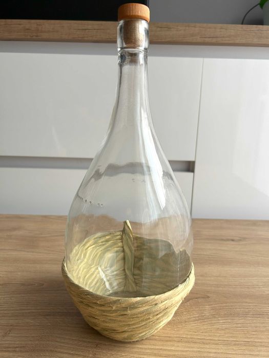 Butelka Karafka 2,0 L W Koszu Słomkowym Z Korkiem