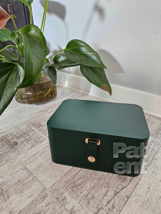 Szkatułka kuferek organizer na biżuterię podwójny zamykany pojemny