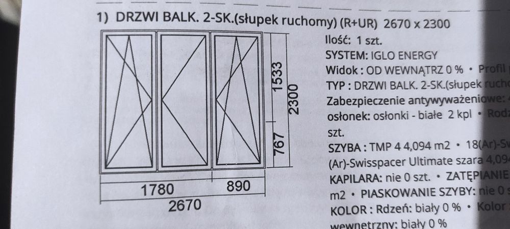 Okna NOWE 2 sztuki 2670x2300 z ruchomym slupkiem Antracyt