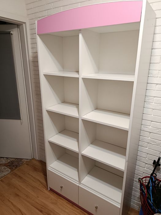 Meble dziecięce biała szafa oraz regał zestaw