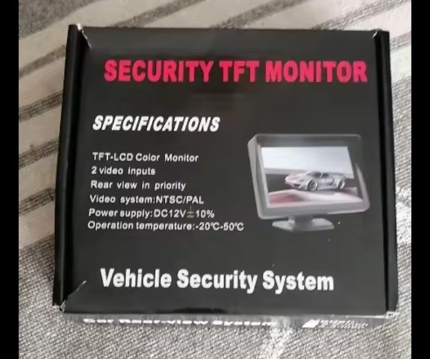 Monitor 4,3 cala  z zasilanie 12V i dwoma liniami AV na Chinch