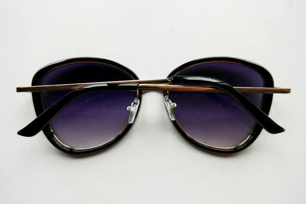 Okulary Przeciwsłoneczne Damskie Czarne + Złoto 400 uv Nowe