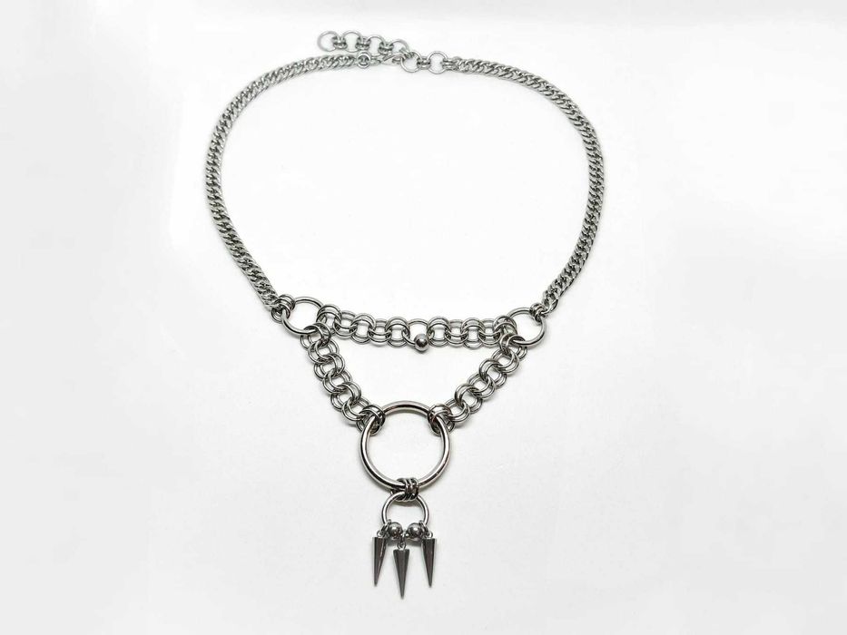 Goth industrial necklace stal chirurgiczna kolce handmade edgy y2k