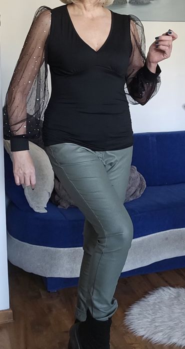 Bluzka rękawy tiul z błyszczącymi drobinkami