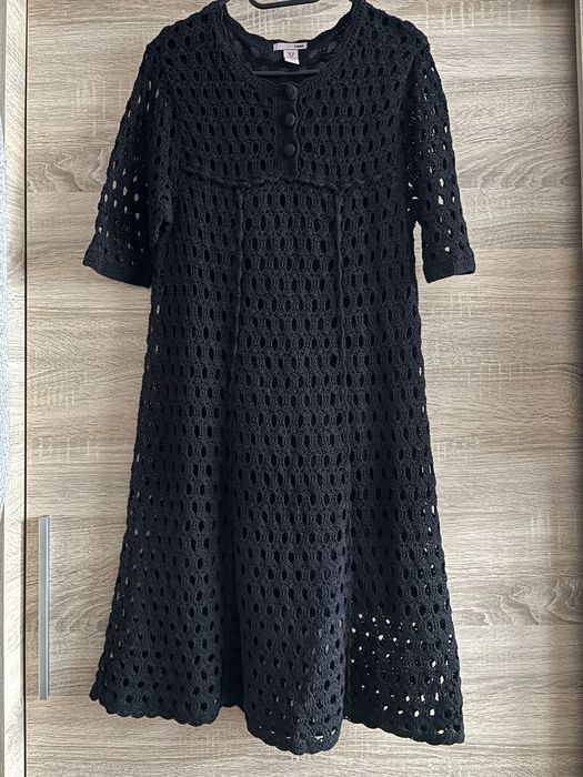 Sukienka damska ażurowa czarna rozm. 38 H&M krótki rękaw bawełna