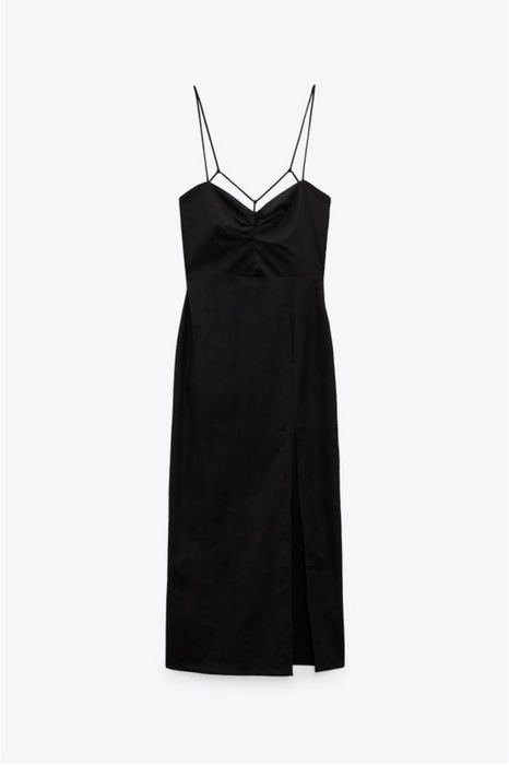 Сарафан плаття сукня S (xs) чорна льон виріз Zara