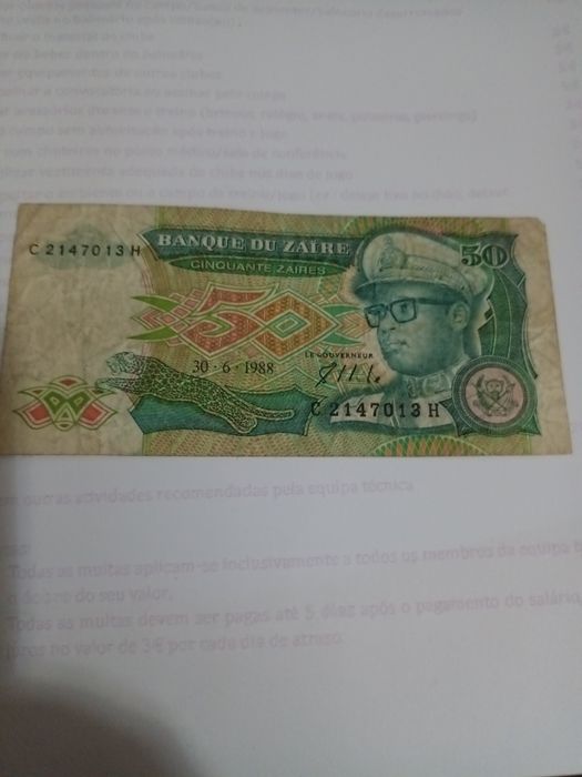 Notas do Zaire antigas