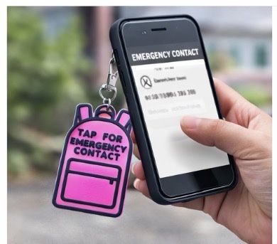 Mini mochila com NFC de contato emergencia