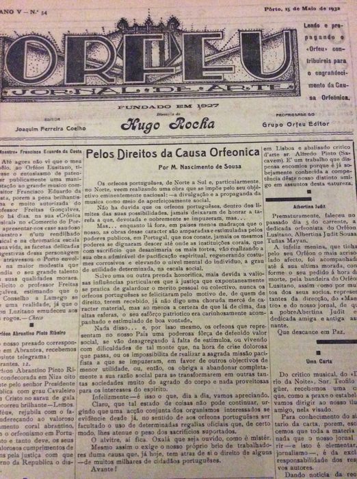 Orfeu. Journal of Art. No. 54, Porto, May 15, 1932