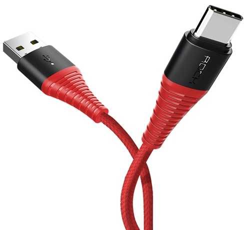 Długi Kabel USB - USB Typ C 2A Oplot  2m czerwony