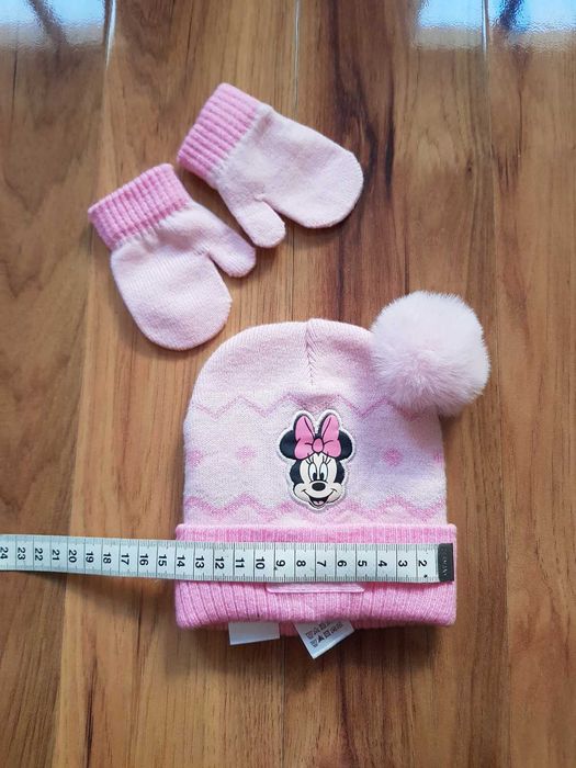 Różowa czapka  i rękawiczki Myszka Minnie Disney 12-24 miesięcy