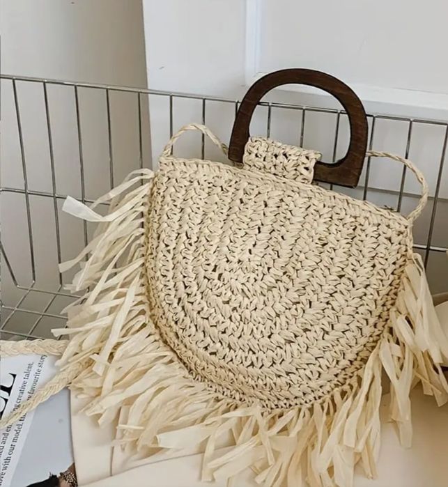 Boho torebka shopper bag listonoszka trawa morska pleciona koszyk boho