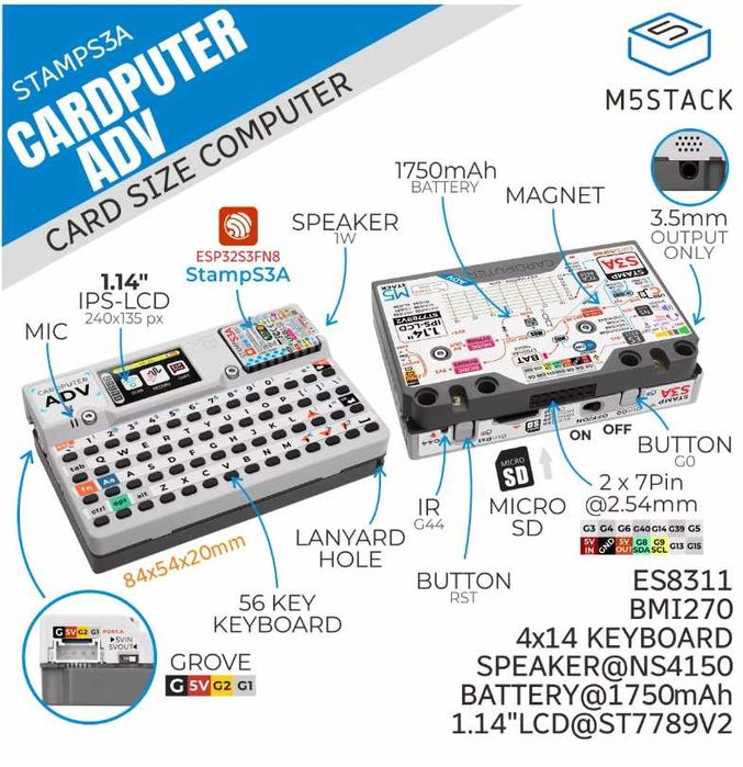 Новий M5stack Official Cardputer Adv Version ESP32 Portable Computer