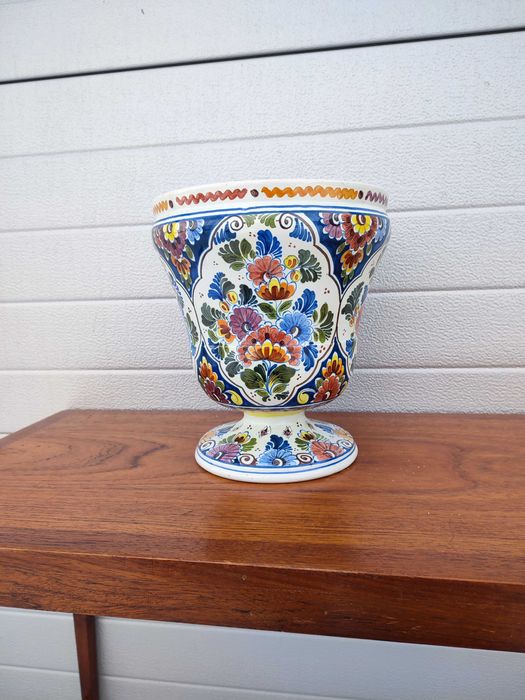 Ceramiczna Duża Doniczka/ Osłonka DELFT - ręcznie malowana - UNIKAT -