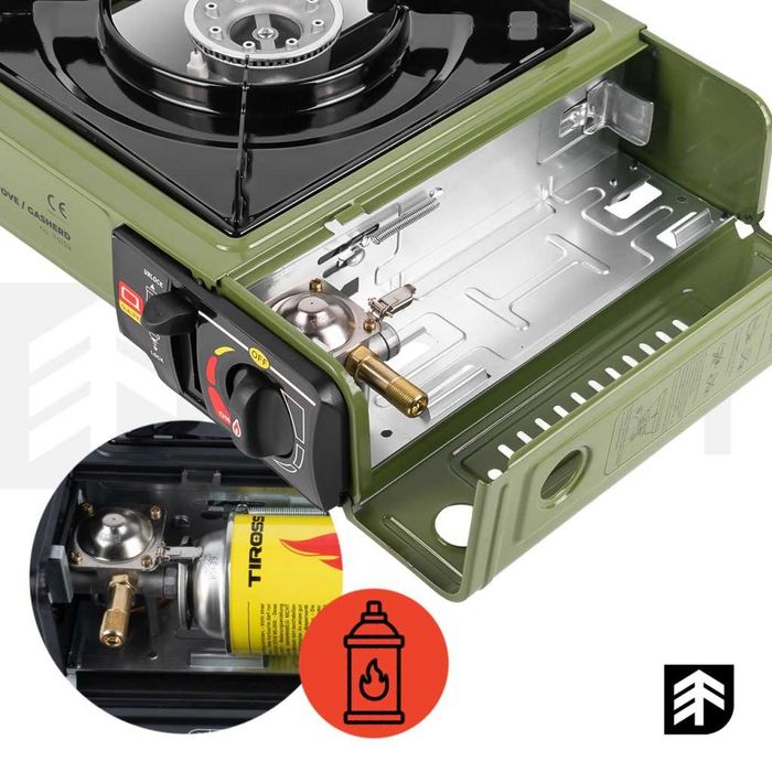 Kuchenka turystyczna gazowa SPARK100 2500W walizka adapter