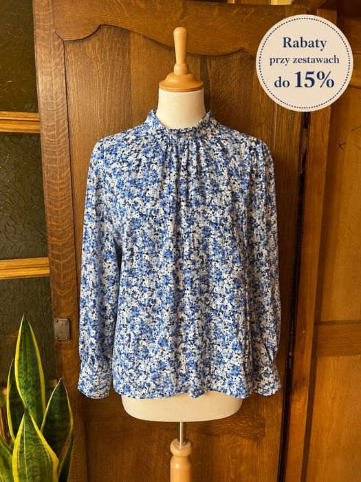 H&M | Elegancka bluzka ze stójką i kwiatowym wzorem | M