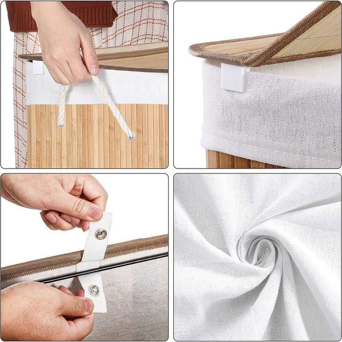 kosz na pranie z bambusa 3 przegródki 150 l LCB091N01