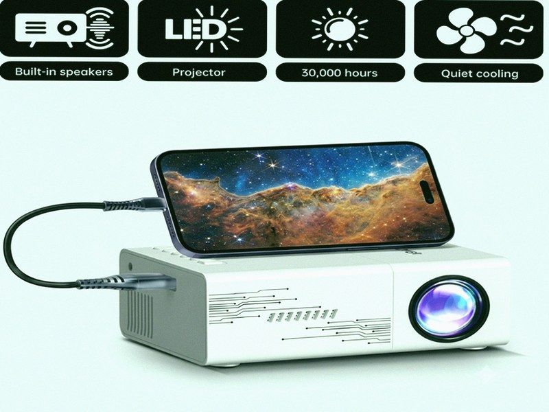Mini Projetor LED com Altifalante — Filmes, Séries e Apresentações