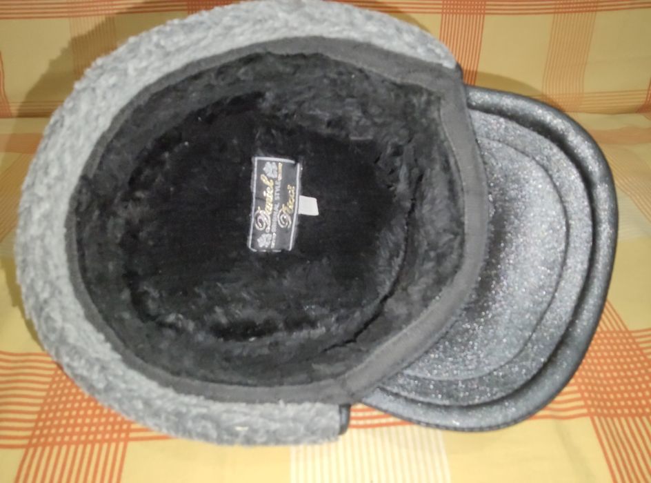 Мужская утеплённая,кожаная шапка, р. 60