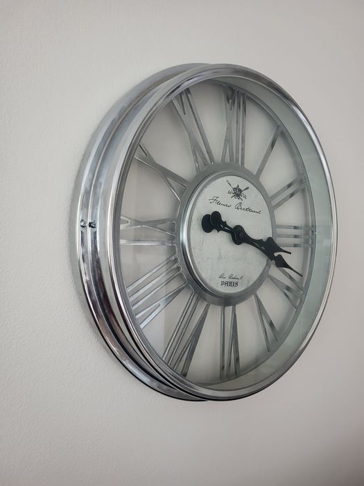 Zegar ścienny chrom duży