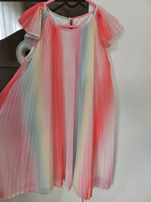 Sukienka H&M r. 128 plisowana tęczowa