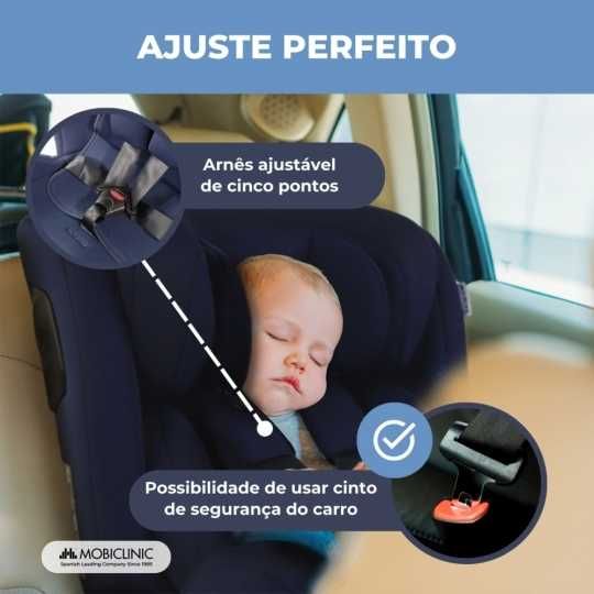 Cadeira auto, giratória 360º, Reclinável, 0-12 anos, cores Azul ou Preto