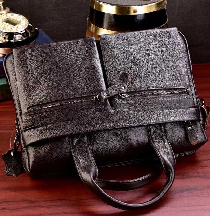 Чоловічий шкіряний діловий портфель для документів з натуральної шкіри