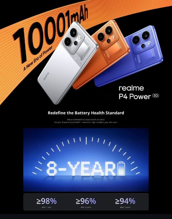 Smartphone Realme  P4 Power Bat 10001 mAh, Realme  whatch 5, Realme buds  T200 lite