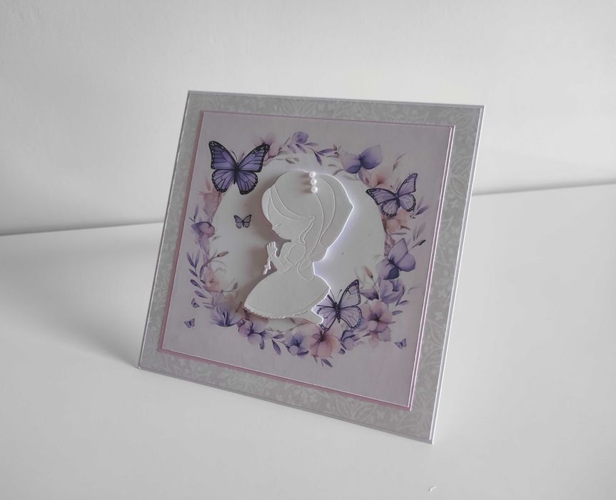 Kartka ręcznie robiona na Komunię Świętą