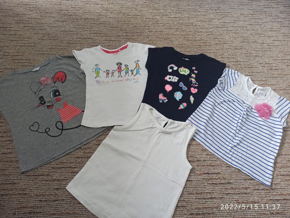Zestaw 5szt t-shirt dla dziewczynki 98 bdb