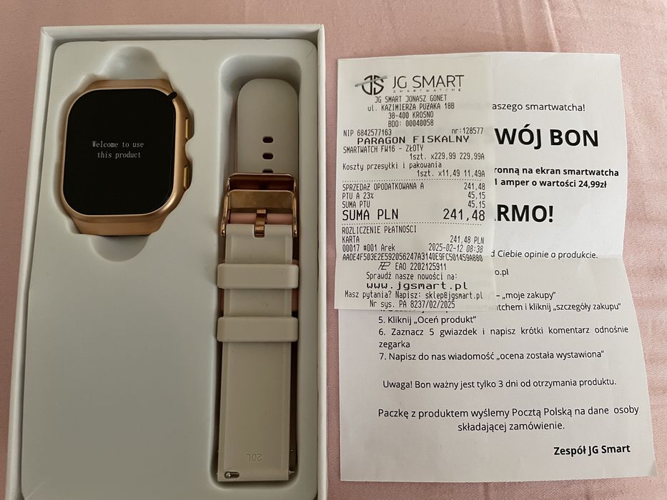 Zegarek smartwatch FW16 złoty+3 bransoletki