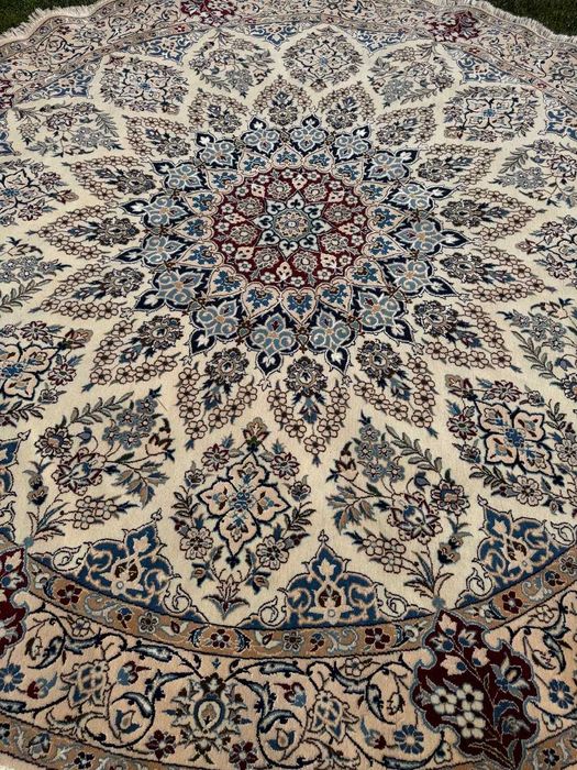 Nowy Okrągły Dywan Perski Kaszmir + Jedwab Iran Nain 260x260 NAJTANIEJ W PL