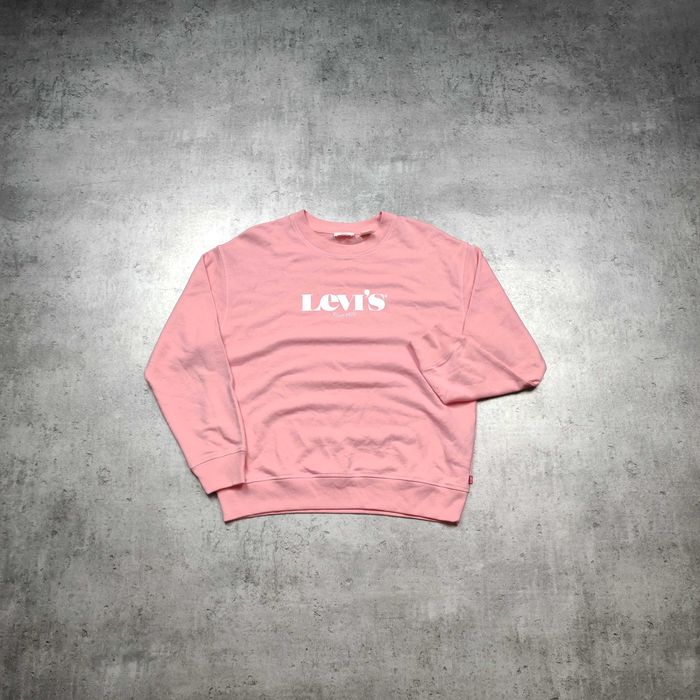 DAMSKA PREMIUM Bawełna Bluza Różowa Levis Logo Nadruk Causal Classic