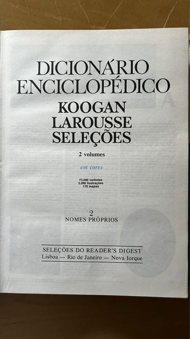 Dicionário Enciclopédico Larousse (2 vol) da Selecções Reader’s Digest
