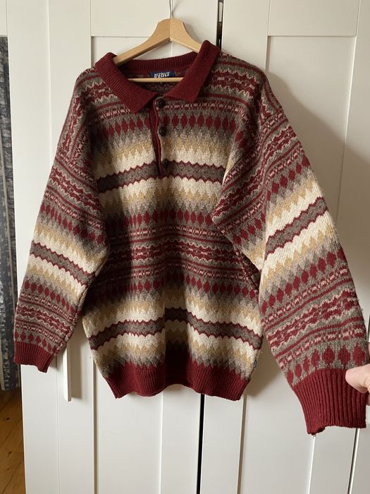 Męski wełniany sweter z wełny szetlandzkiej nordic