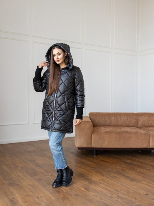 Зимняя женская куртка удлинённая больших размеров 42-72