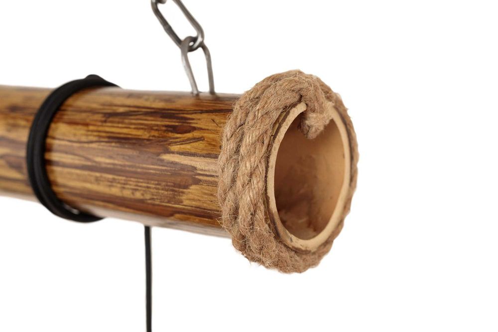 Lampa wisząca z rury bambusowej - loftowa, industrialna, rustykalna.