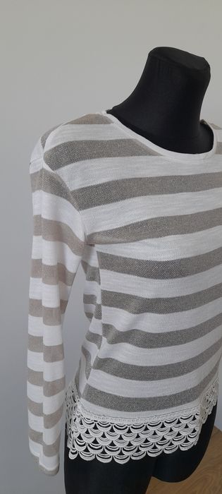 Cienki biały sweter bluzka w paski 34 Dorothy Perkins