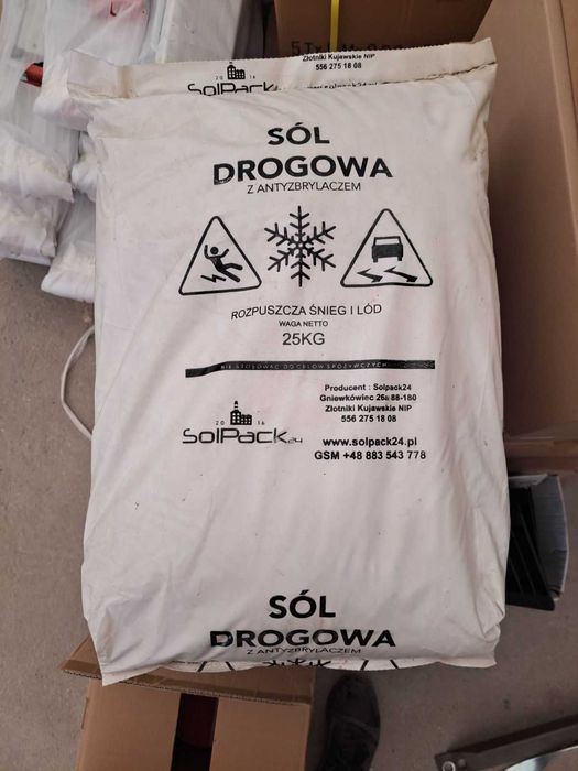 Sól drogowa workowana 25 kg -24 t  550 pln  1 t !!!