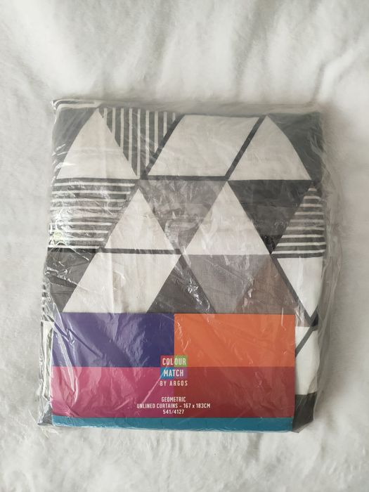 Zasłony bawełniane NOWE w geometryczny wzór.