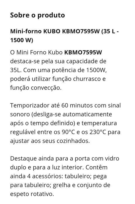 Forno Kubo 35L funcionando perfeitamente (aceito bicicleta ergométrica em troca)