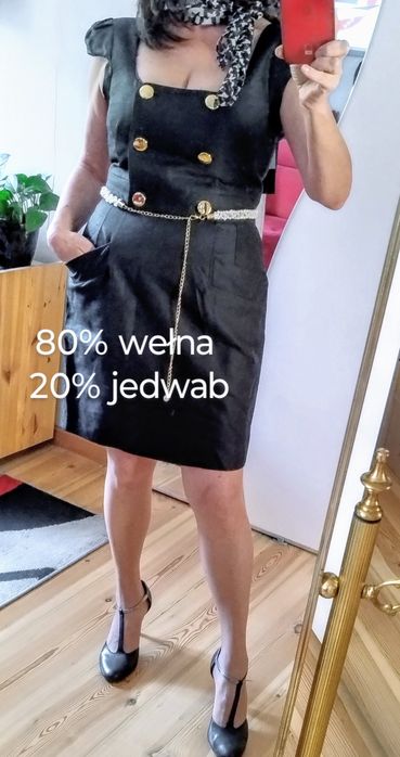 Elegancka,wysokiej jakości sukienka, wełna, jedwab 42