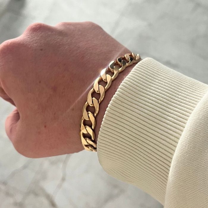 Złota Bransoletka Męska Z Grawerem, Bransoleta Pancerka, Stal Chirurgi