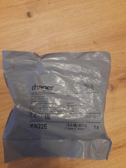 Клеммный блок PE Hager KN22E QiuckConnect, 63A