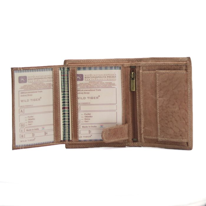 portfel męski pionowy wild tiger - jasnobrązowy