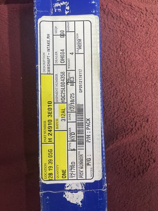 Розподільний вал Camshaft LH Hyundai 2.7 v6 24910-3E010