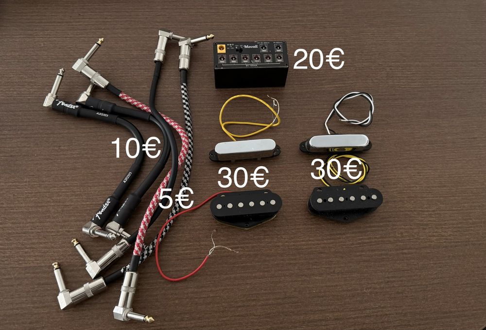 Cabos Pedal Fender + Fonte Movall + Captadores Telecaster Squier