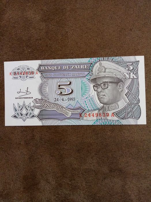 ZAÏRE 1 Nota NOVA - NÃO CIRCULADA de 1993 conforme foto.
